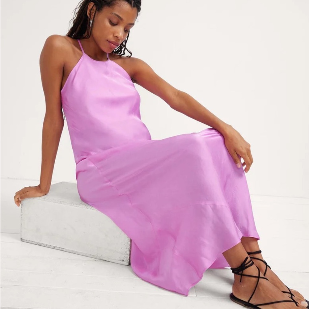 Hatch Maternity midi silky slip dress in orchid mauve